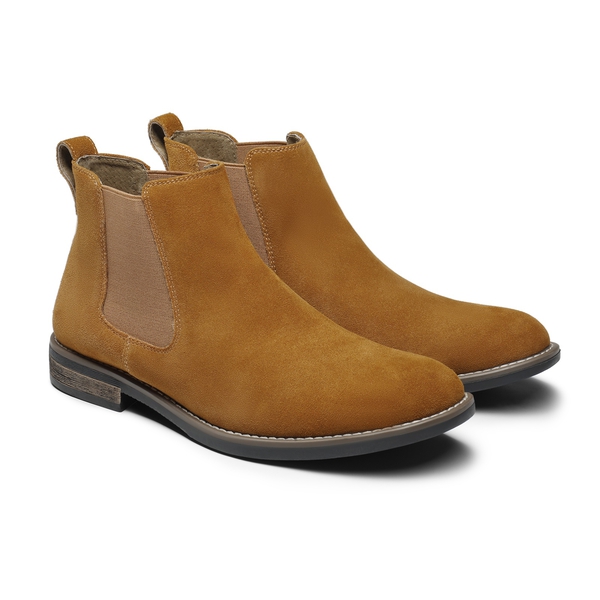 Men's Timeless Suede Leather Chelsea Boots - CAMEL - 5